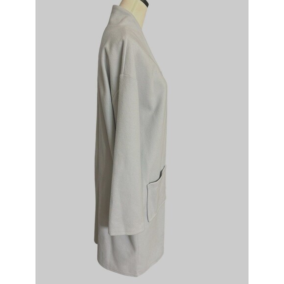 Leith Gray Long-Line Open Trench Coat Pocket Style Long Cardigan Jacket Sz S - Picture 5 of 8